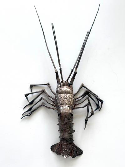 Hiroyoshi Myochin Rare Japanese Articulate Silver Lobster Jizai Okimono Myochin Hiroyoshi Meiji