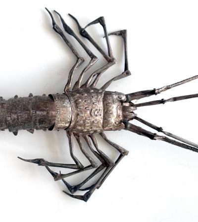 Hiroyoshi Myochin Rare Japanese Articulate Silver Lobster Jizai Okimono Myochin Hiroyoshi Meiji