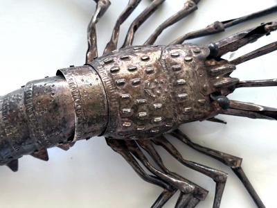 Hiroyoshi Myochin Rare Japanese Articulate Silver Lobster Jizai Okimono Myochin Hiroyoshi Meiji