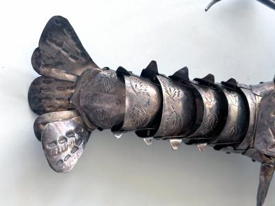 Hiroyoshi Myochin Rare Japanese Articulate Silver Lobster Jizai Okimono Myochin Hiroyoshi Meiji