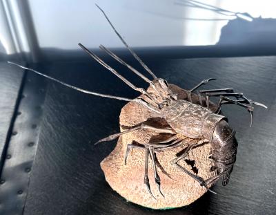 Hiroyoshi Myochin Rare Japanese Articulate Silver Lobster Jizai Okimono Myochin Hiroyoshi Meiji
