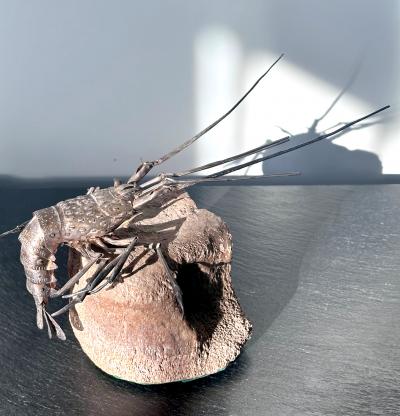 Hiroyoshi Myochin Rare Japanese Articulate Silver Lobster Jizai Okimono Myochin Hiroyoshi Meiji