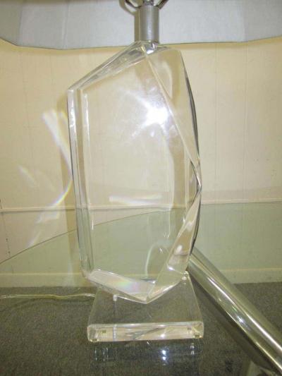 Hivo G Van Teal Stunning Pair of Mid Century Modern Faceted Lucite Lamps Signed by Van Teal