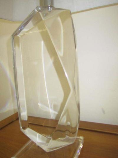 Hivo G Van Teal Stunning Pair of Mid Century Modern Faceted Lucite Lamps Signed by Van Teal