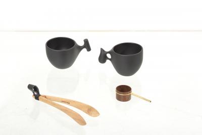 Hokuto Sekine Set of Hand Crafted Mugs Coffee Scoop and Tong by Hokuto Sekine Japan 2021