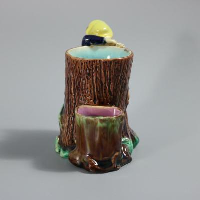 Holdcroft Majolica Boy Climbing Tree Posy Vase