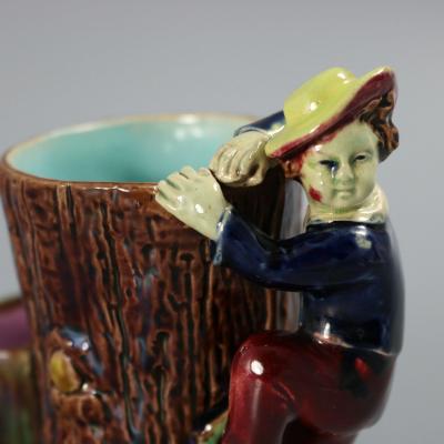 Holdcroft Majolica Boy Climbing Tree Posy Vase