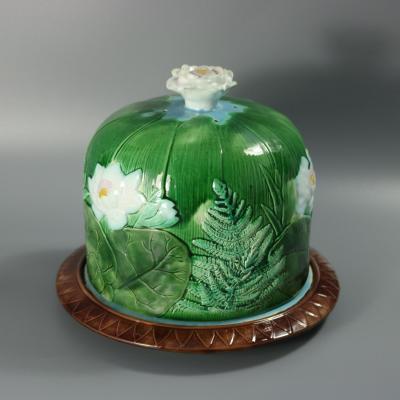 Holdcroft Majolica Pond Lily Cheese Dome And Stand