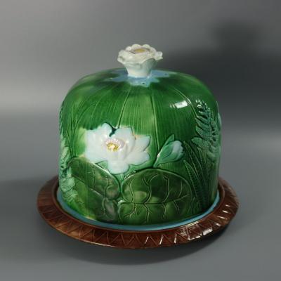 Holdcroft Majolica Pond Lily Cheese Dome And Stand