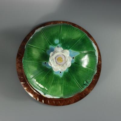 Holdcroft Majolica Pond Lily Cheese Dome And Stand