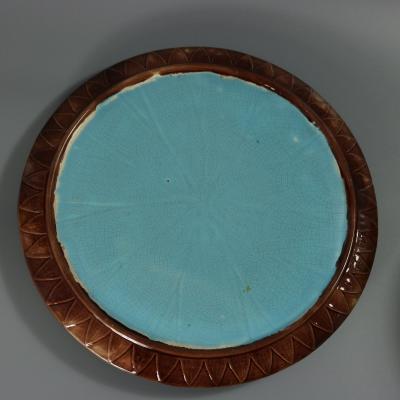 Holdcroft Majolica Pond Lily Cheese Dome And Stand