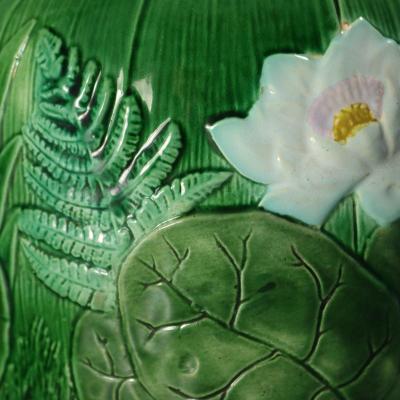 Holdcroft Majolica Pond Lily Cheese Dome And Stand