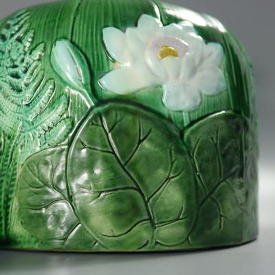 Holdcroft Majolica Pond Lily Cheese Dome And Stand