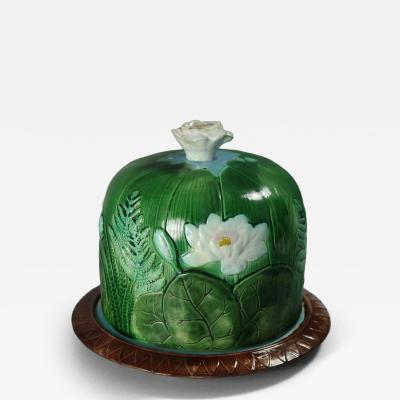 Holdcroft Majolica Pond Lily Cheese Dome And Stand