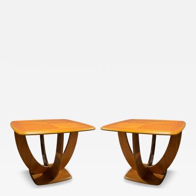 Holger Georg Jensen MODERNIST LIGHT OAK BOOKMATCHED CURVED WOOD TABLES