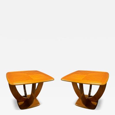 Holger Georg Jensen MODERNIST LIGHT OAK BOOKMATCHED CURVED WOOD TABLES