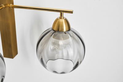 Holger Johansson Brass and Smoke Glass Wall Light by Holger Johansson Sweden 20th Century