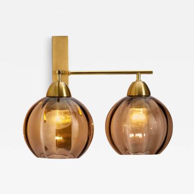 Holger Johansson Brass and Smoke Glass Wall Light by Holger Johansson Sweden 20th Century