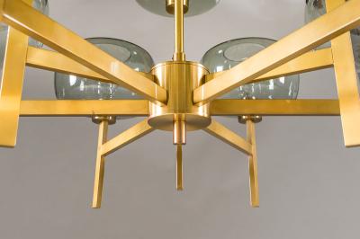 Holger Johansson Five Swedish Chandeliers in Brass and Glass by Holger Johansson