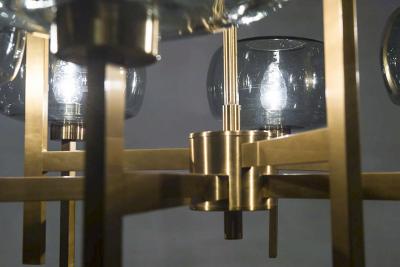 Holger Johansson Five Swedish Chandeliers in Brass and Glass by Holger Johansson