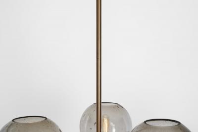 Holger Johansson Holger Johansson Brass Chandelier with 12 Glass Shades for Westal Sweden 1970s