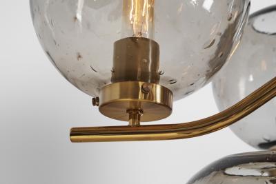 Holger Johansson Holger Johansson Brass Chandelier with 12 Glass Shades for Westal Sweden 1970s