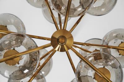 Holger Johansson Holger Johansson Brass Chandelier with 12 Glass Shades for Westal Sweden 1970s