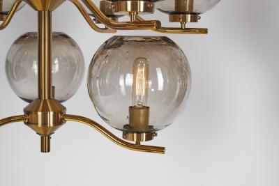 Holger Johansson Holger Johansson Chandeliers with 12 Smoked Glass Shades Sweden 1970s