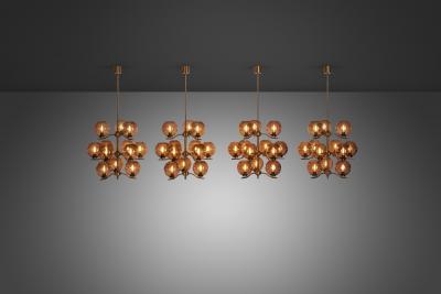 Holger Johansson Holger Johansson Set of 4 Chandeliers with 12 Shades for Westal Sweden 1970s