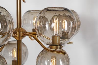 Holger Johansson Holger Johansson Set of 6 Chandeliers with 12 Smoked Glass Shades Sweden 1970s