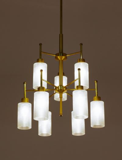 Holger Johansson Swedish Chandeliers in Brass and Glass by Holger Johansson