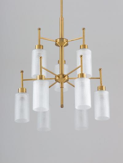 Holger Johansson Swedish Chandeliers in Brass and Glass by Holger Johansson