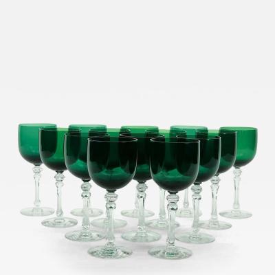 Holiday Green Crystal Tableware Barware Service 14 People