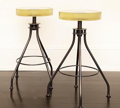 Holly Hunt 2010 Holly Hunt Alison Berger Glass Seat Counter Stools Pair Limited Edition