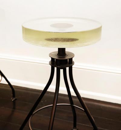 Holly Hunt 2010 Holly Hunt Alison Berger Glass Seat Counter Stools Pair Limited Edition