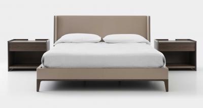 Holly Hunt Holly Hunt Cal King Spencer Bed in Leather and Walnut