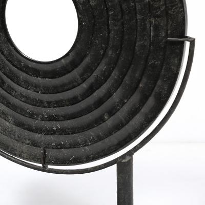 Holly Hunt Mid Century Modernist Bi Disc Sculpture in Black Sandstone by Holly Hunt