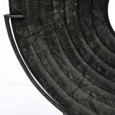 Holly Hunt Mid Century Modernist Bi Disc Sculpture in Black Sandstone by Holly Hunt