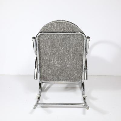 Holly Hunt Mid Century Tubular Chrome Rocking Chair with Holly Hunt Upholstery