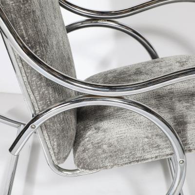 Holly Hunt Mid Century Tubular Chrome Rocking Chair with Holly Hunt Upholstery