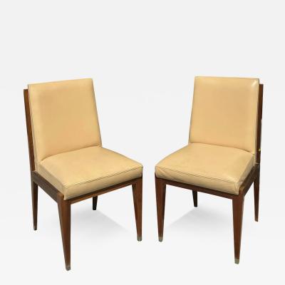 Holly Hunt Pair of Holly Hunt Hampton Modern Designer Leather Dining or Side Chairs