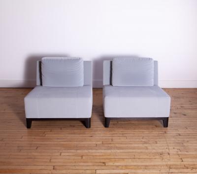 Holly Hunt Pair of Holly Hunt Ofuro Chairs in Sky Blue Mohair