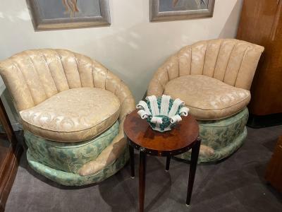 Hollywood Regency Art Deco Fan Backed Chairs