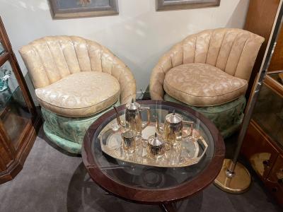 Hollywood Regency Art Deco Fan Backed Chairs