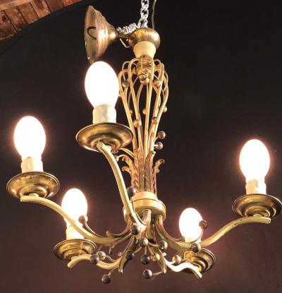 Hollywood Regency Balloon Shaped Chandelier Metal Paint Decorated with 5 Arms