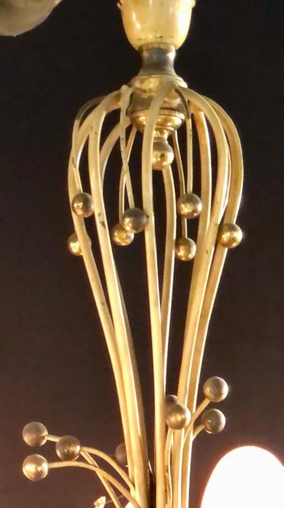 Hollywood Regency Balloon Shaped Chandelier Metal Paint Decorated with 5 Arms