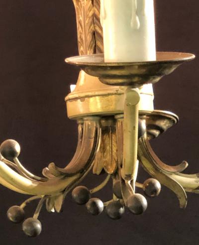 Hollywood Regency Balloon Shaped Chandelier Metal Paint Decorated with 5 Arms