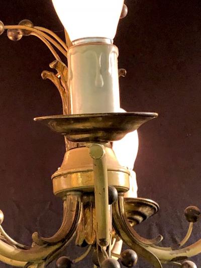 Hollywood Regency Balloon Shaped Chandelier Metal Paint Decorated with 5 Arms