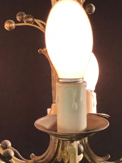 Hollywood Regency Balloon Shaped Chandelier Metal Paint Decorated with 5 Arms