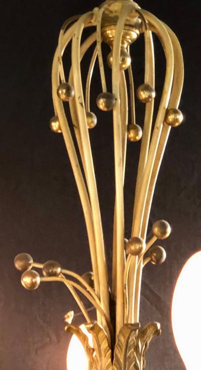 Hollywood Regency Balloon Shaped Chandelier Metal Paint Decorated with 5 Arms